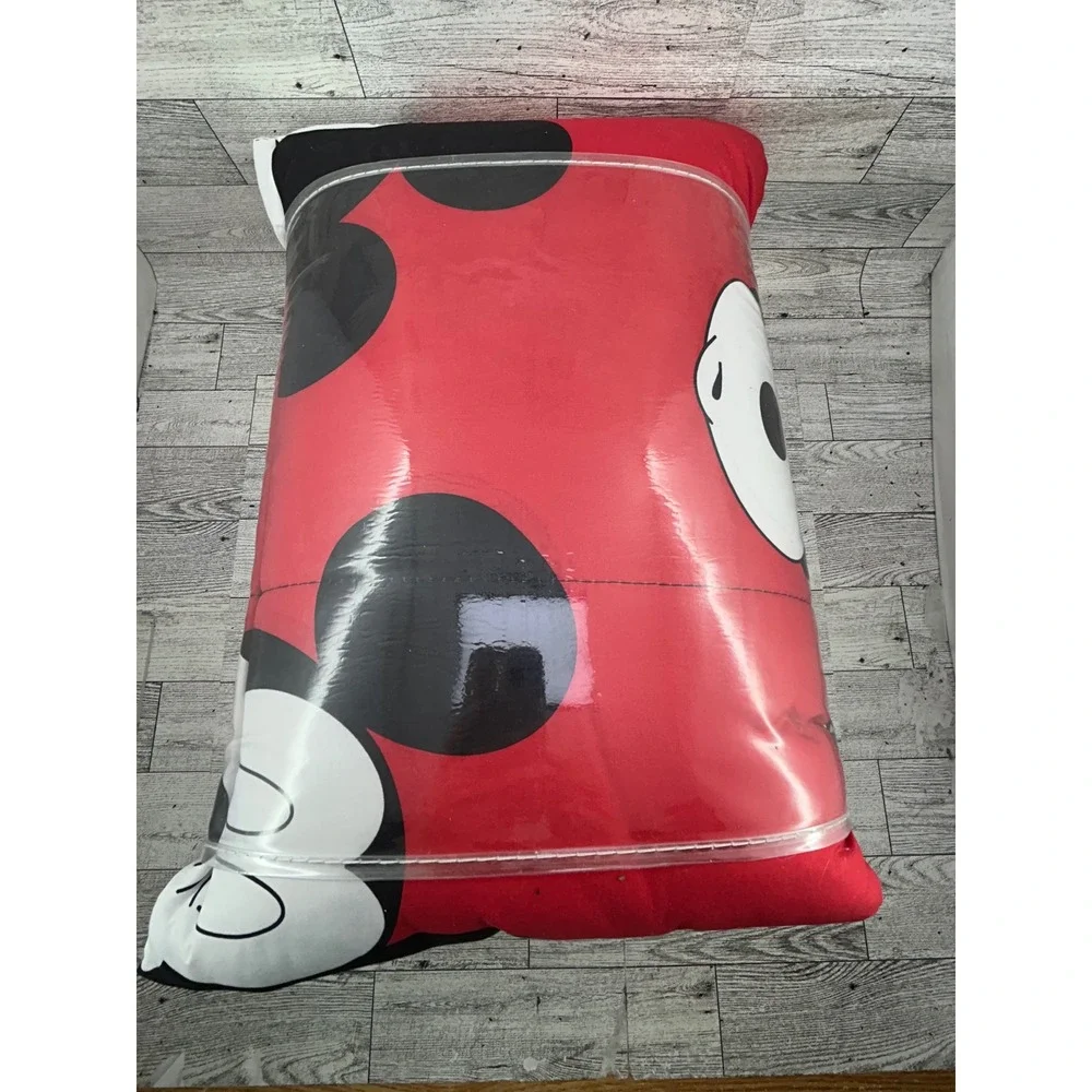 Disney Mickey‎ Mouse 4 Pc Twin Bed Set Comforter Sheets Red Black Cute Faces NEW